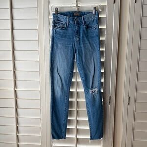 MOTHER Distressed Blue Skinny Jeans